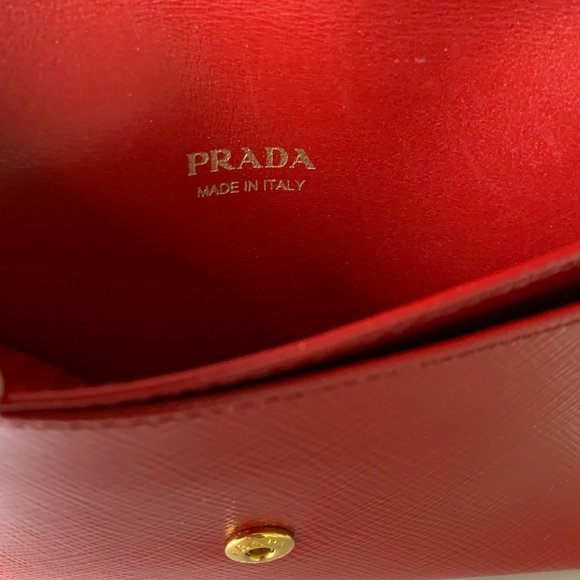 Prada Red Small Saffiano Leather Card Wallet - Picture 8 of 9